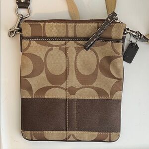 Coach Signature Brown and Tan Swing Bag